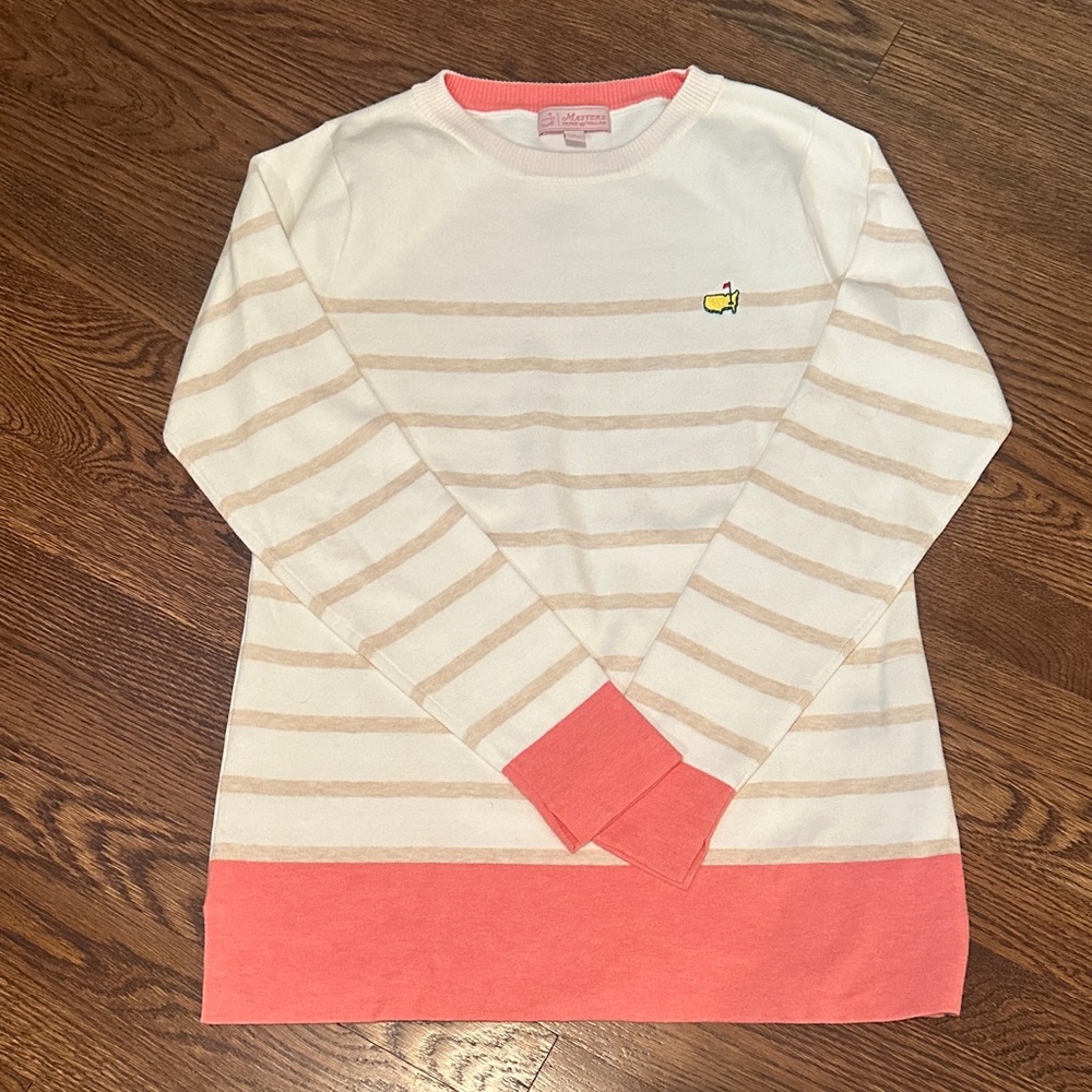 Masters Magnolia Lane Cream & Coral Striped Sweater